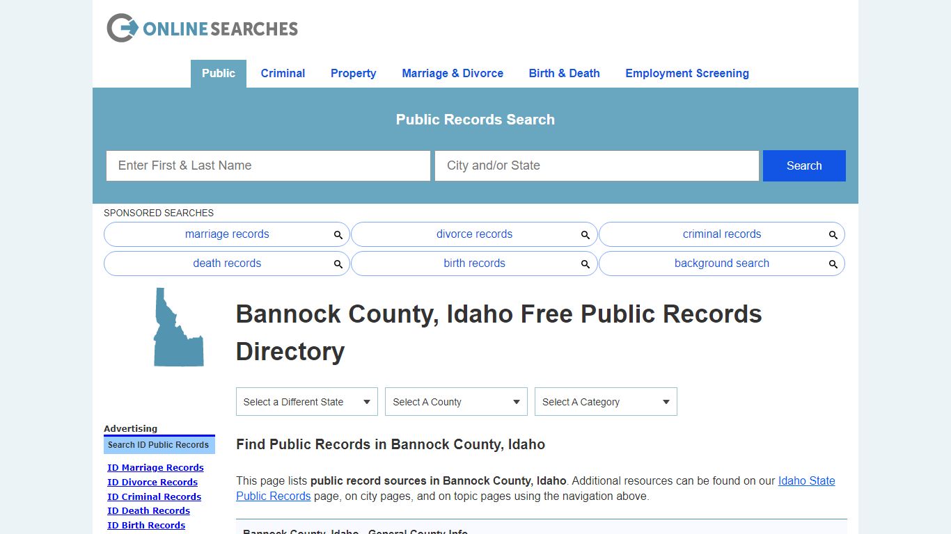 Bannock County, Idaho Public Records Directory